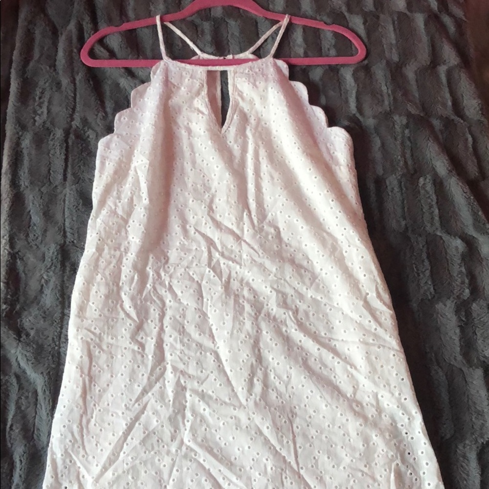 Cute white halter scalloped dress